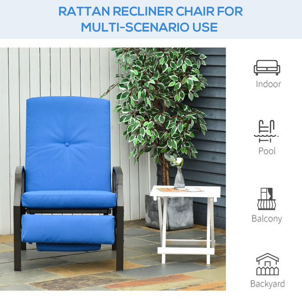 Fauteuil inclinable en rotin, bleu