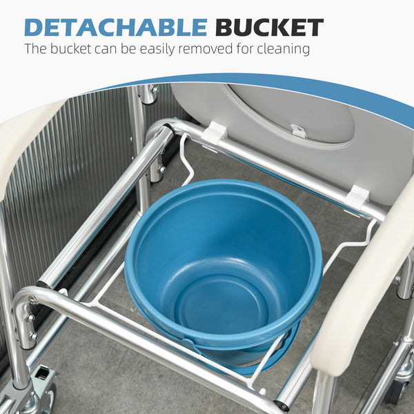 3-in-1 Shower Wheelchair with Padded Seat