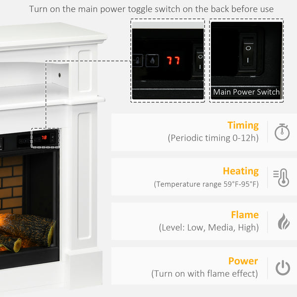 Cheminée électrique avec manteau blanc de 700 W/1 400 W