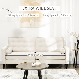 Mid-Century Sofa with Tufted Back Cushion, Cream White