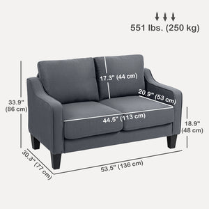 Canapé moderne 2 places avec ressorts ensachés, gris anthracite