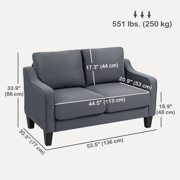 Canapé moderne 2 places avec ressorts ensachés, gris anthracite