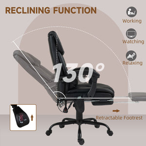 6-point vibrating massage chair with retractable footrest, black