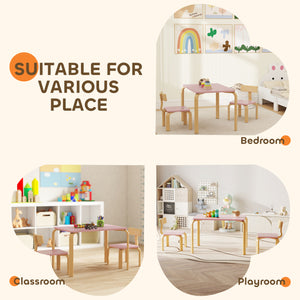 Ensemble table et 2 chaises, rose