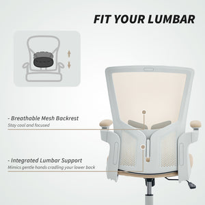 Ergonomic office chair with lumbar support, beige