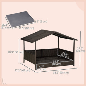 Lit pour chien en osier avec coussin