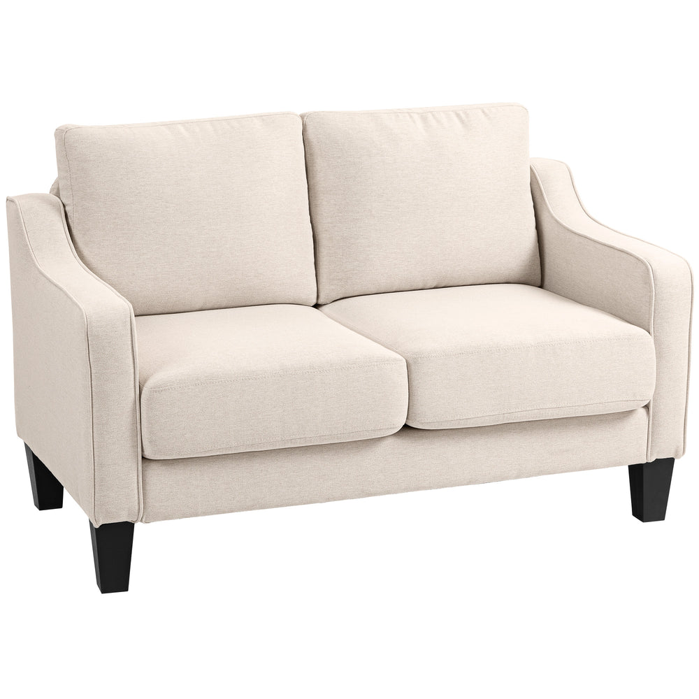 Canapé moderne avec ressorts ensachés, revêtement en lin, beige