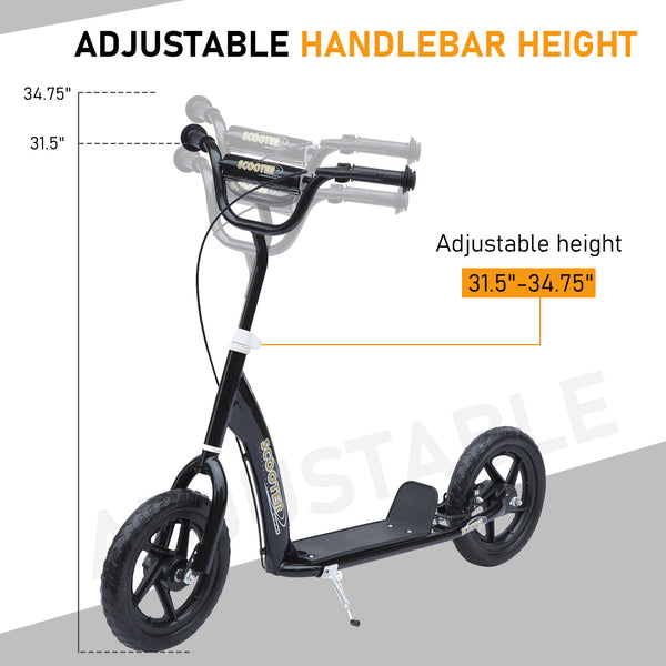 Adjustable Kids Pro Stunt Scooter Children Street Bike Bicycle Ride On with 12” Tire (Black)