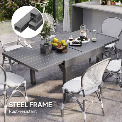 Table de salle à manger d'extérieur extensible en aluminium, gris