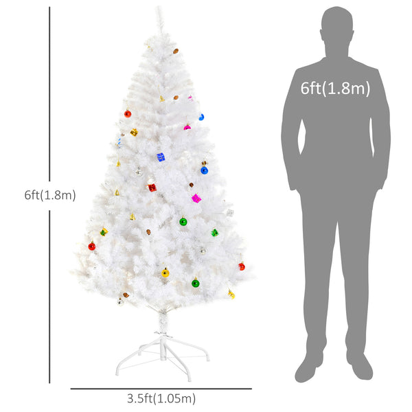 Sapin de Noël artificiel blanc de 6 pieds avec ornement