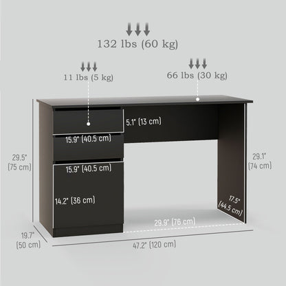 Computer Desk with Storage, Drawers and Cabinet for Home Office, Study Room, Black
