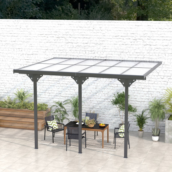 Pergola 10 x 12 avec toit rigide en polycarbonate, hauteur réglable, grise