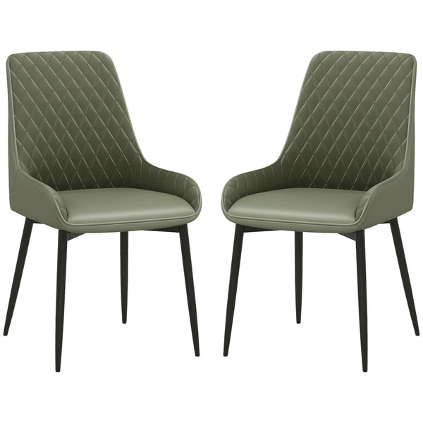 Set of 2 green upholstered kitchen chairs