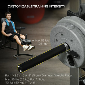 Cage de musculation multifonctionnelle avec banc réglable, barre d'haltères et rack à squats à 15 niveaux