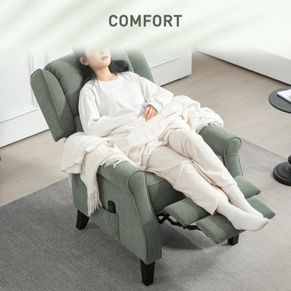 Fauteuil inclinable à massage par vibrations avec repose-pieds extensible, télécommande, vert foncé