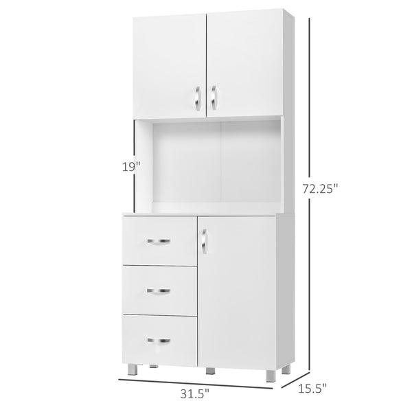 Buffet de cuisine autoportant avec rangement intégré, Blanc