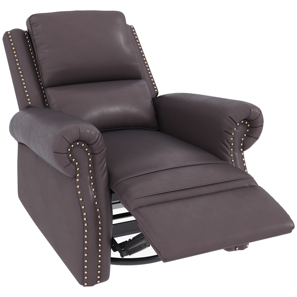 Fauteuil inclinable pivotant à bascule en cuir PU avec dossier, marron