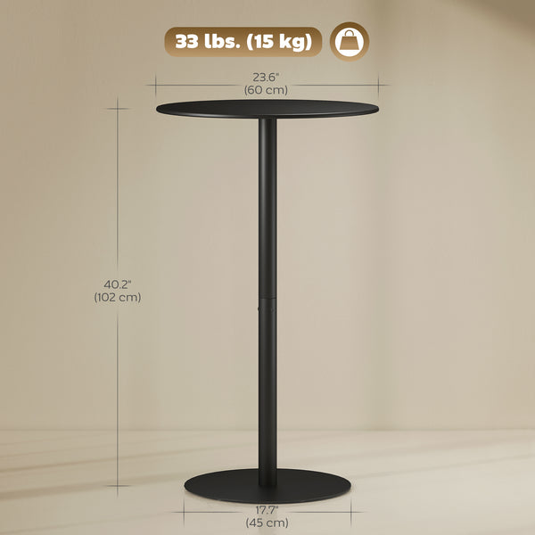 Modern round bar table with steel frame, black