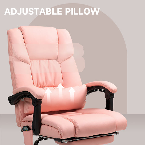 Fauteuil de massage vibrant à 6 points avec repose-pieds rétractable, rose