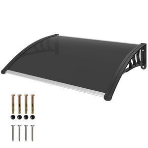 Window Awning Door Canopy, 29.9" x 39.4" Polycarbonate Cover, Front Door Patio Canopy with Solid Panel, Transparent
