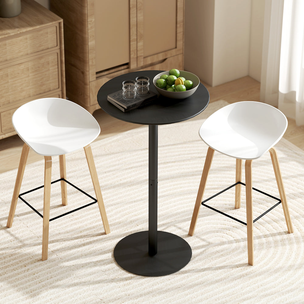 Table de bar ronde moderne avec structure en acier, noire