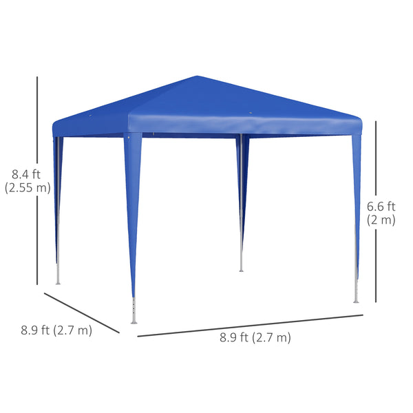9' x 9' Portable Canopy Party Tent Gazebo Outdoor Sunshade for Weddings Parties with Dressed Legs, Blue