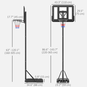 Panier de basket Soozier réglable en hauteur de 1,5 à 3 m