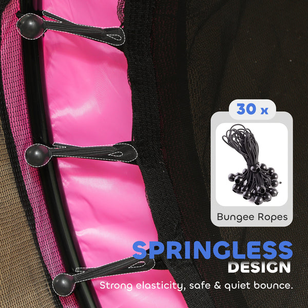 Qaba 55" Toddler Trampoline with Safety Enclosure Net, for Indoor Outdoor Use, Ages 3-6 Years, Pink