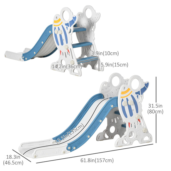 Toboggan d'intérieur pour enfants de 1,5 à 3 ans, thème spatial, bleu