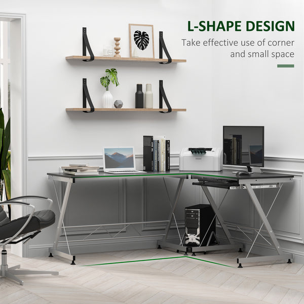 Bureau d'ordinateur en L, meuble de bureau à domicile