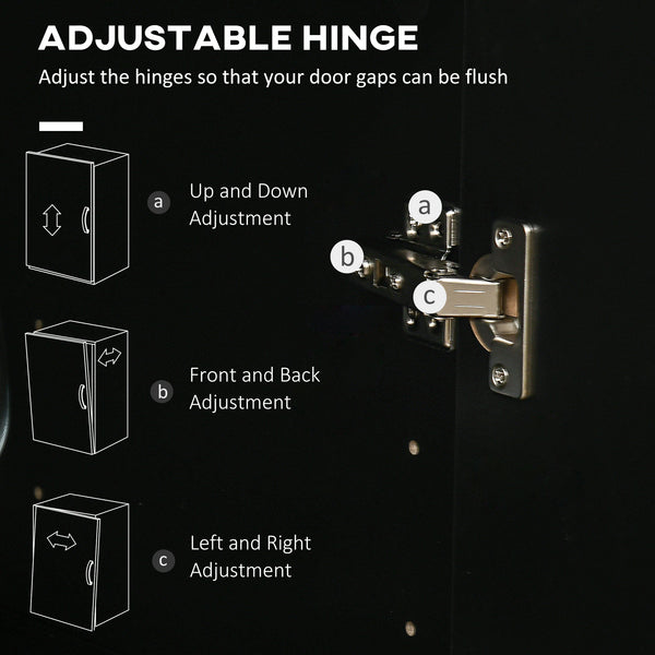 Meuble de rangement moderne avec 4 portes et 3 étagères réglables, noir