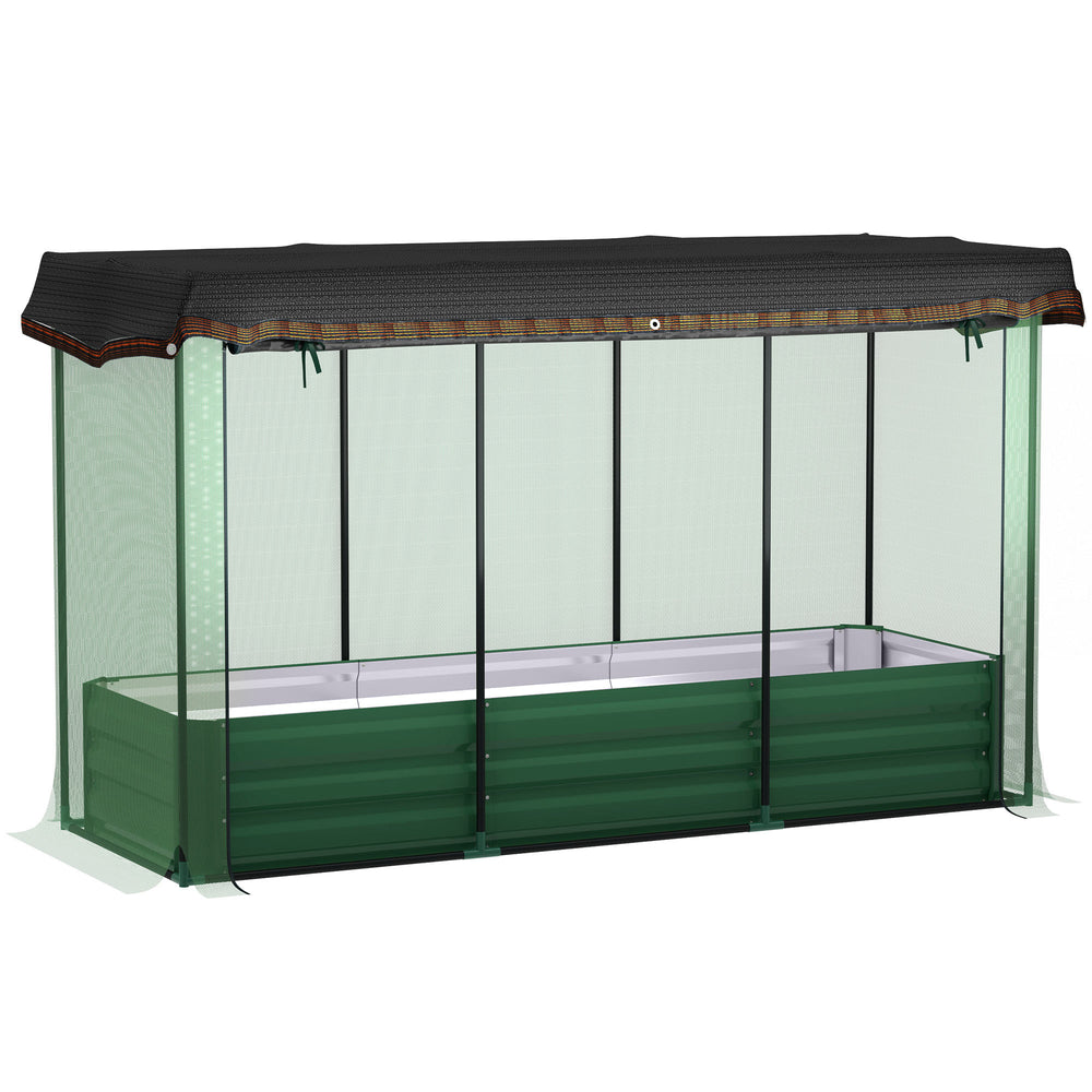 Jardinière en acier galvanisé avec cage de culture et toile d'ombrage pour fleurs, légumes et herbes aromatiques