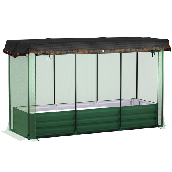 Jardinière en acier galvanisé avec cage de culture et toile d'ombrage pour fleurs, légumes et herbes aromatiques