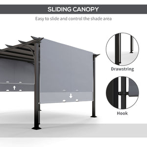 10' x 10' Outdoor Pergola Patio Gazebo Canopy Sun Shelter, Steel Frame, Grey