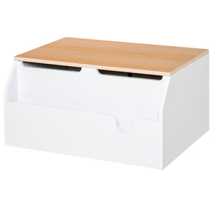 Wooden toy box with lid and safety hinge, white