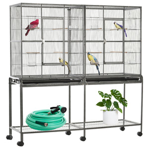 Cage à oiseaux extra large 64 po en métal avec support à roulettes