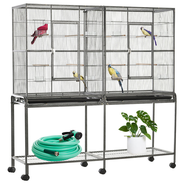Cage à oiseaux extra large 64 po en métal avec support à roulettes