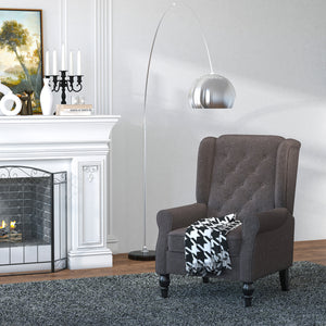 Fauteuil d'appoint capitonné à boutons avec pieds en bois, marron