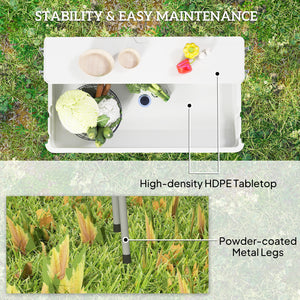 Table glacière pliante avec système d'évacuation