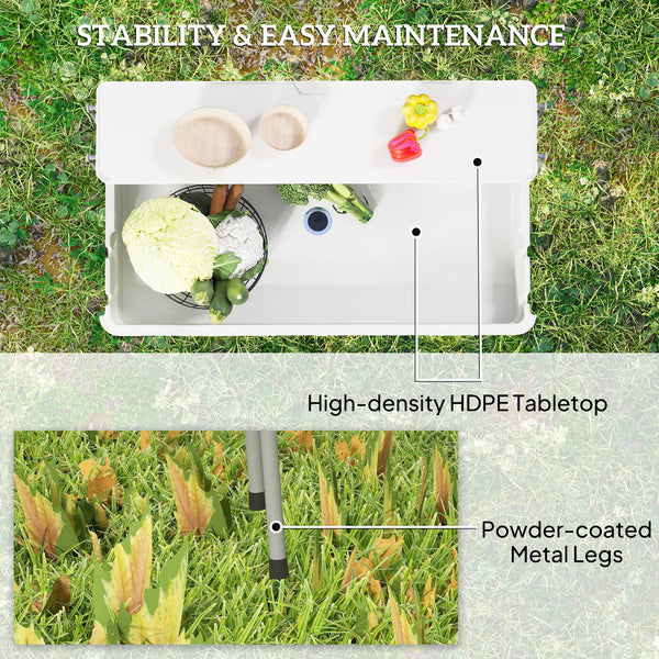 Table glacière pliante avec système d'évacuation