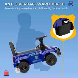 Kids Police Car with Hidden Underseat Storage, Megaphone, Blue