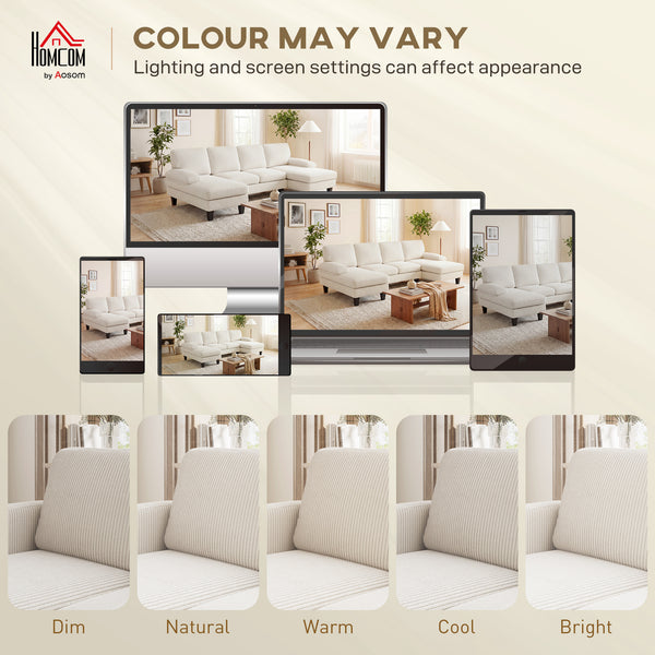 Sectional Sofa, U Shaped Couch with Double Chaise, Pillow-top Armrests and Spring Cushions, 2200lb Capacity, Beige