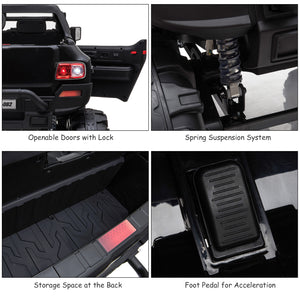 Voiture de police 12 V, 2 places, pour enfants de 3 à 8 ans, avec télécommande parentale, lumières LED, lecteur MP3, noir