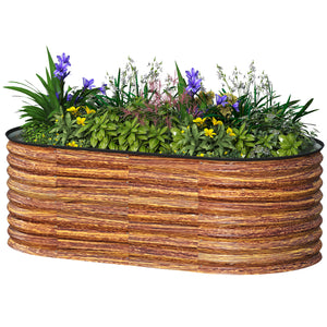 Jardinière surélevée galvanisée, aspect bois brun