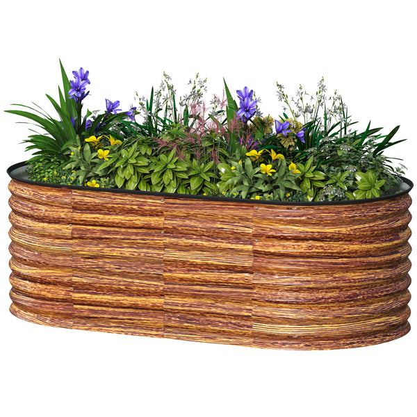 Jardinière surélevée galvanisée, aspect bois brun