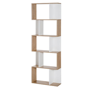 Bibliothèque géométrique à 5 niveaux avec séparateur, blanc
