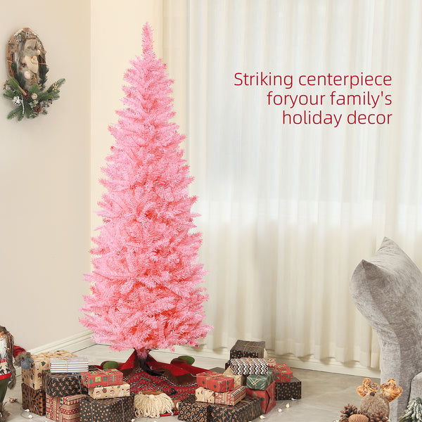 Sapin de Noël artificiel de 6 pieds de haut avec 479 branches et base en acier rose