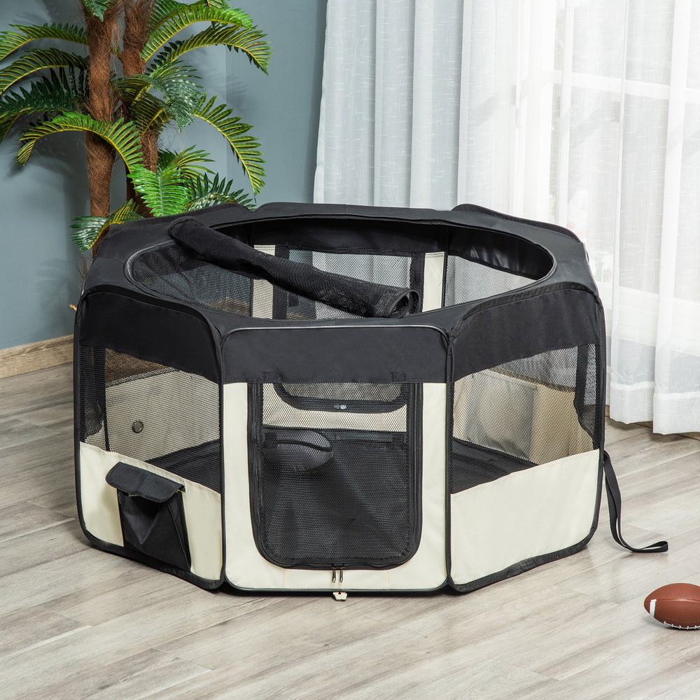 Foldable soft playpen with carry bag
