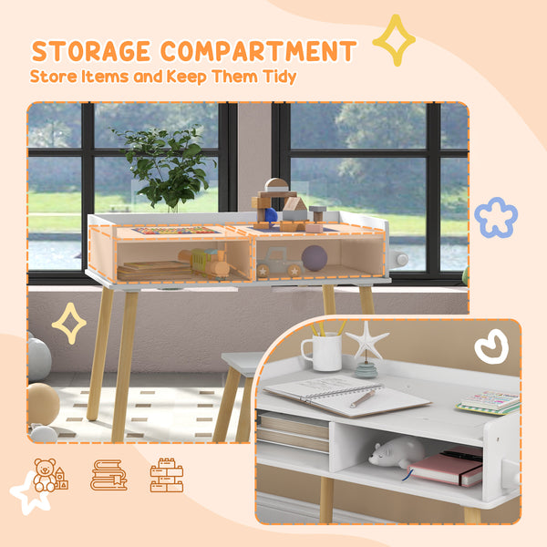 3-in-1 Table and Chair Set for Playing, Drawing, Reading, Art, Crafts, Playroom, Blue