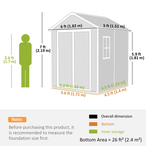 Abri de jardin en plastique avec plancher, fenêtre, portes verrouillables et aérations